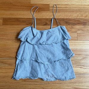 Ruehl cotton chambray ruffle top